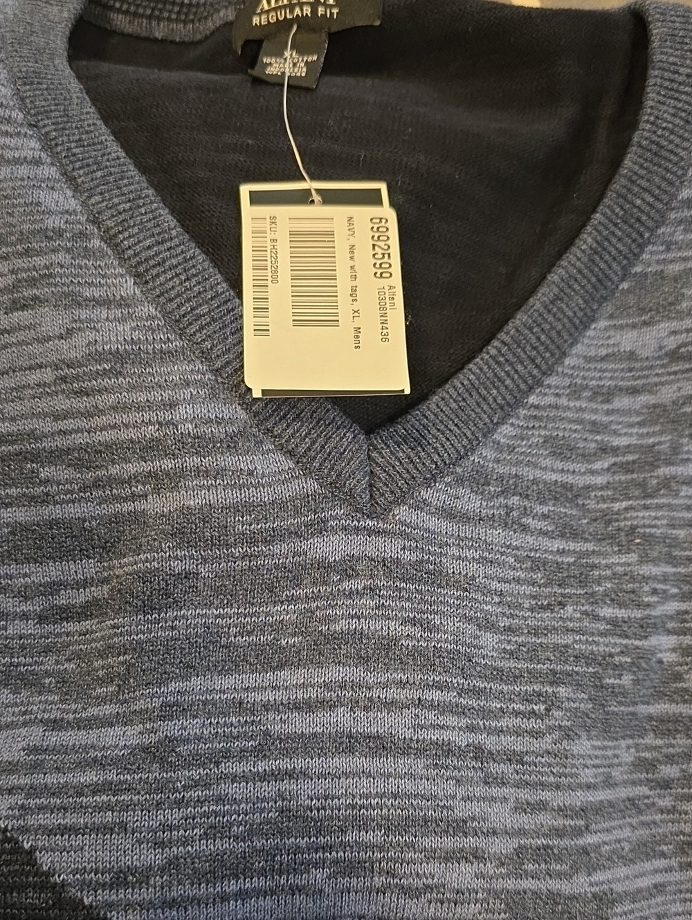 Alfani Men's Heathered Navy V-Neck Sweater